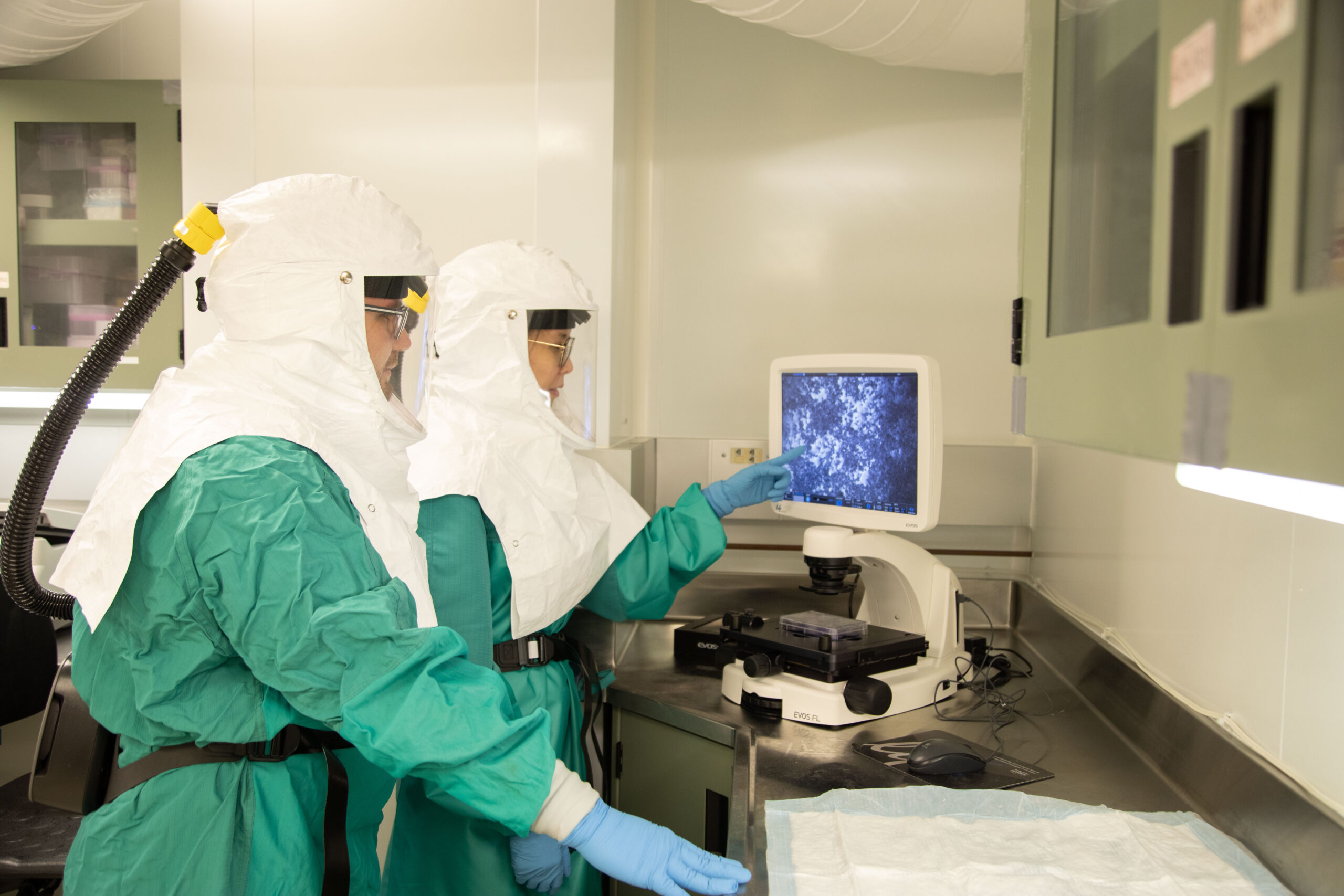 Medical students working in a lab