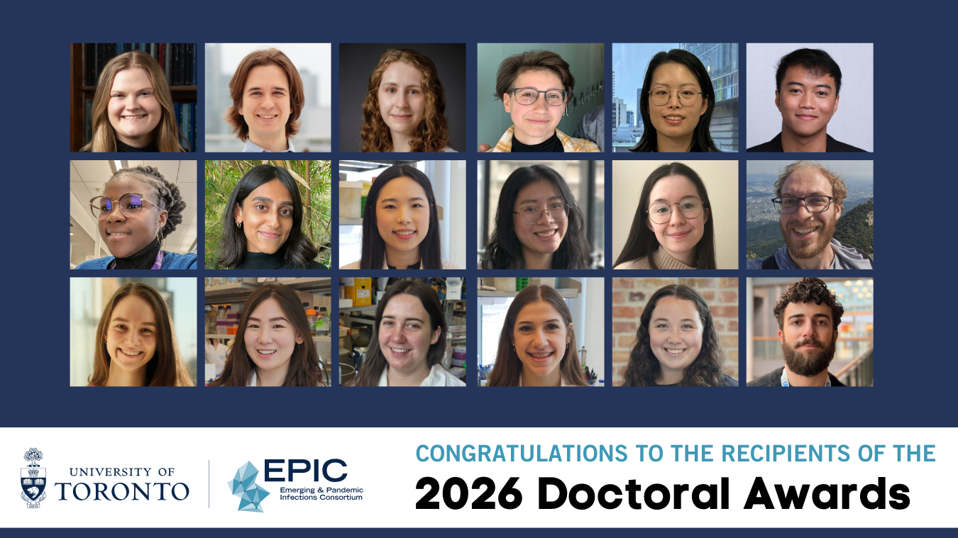 A smiling woman with a grey sweater and a smiling man wearing a toque and blue coat